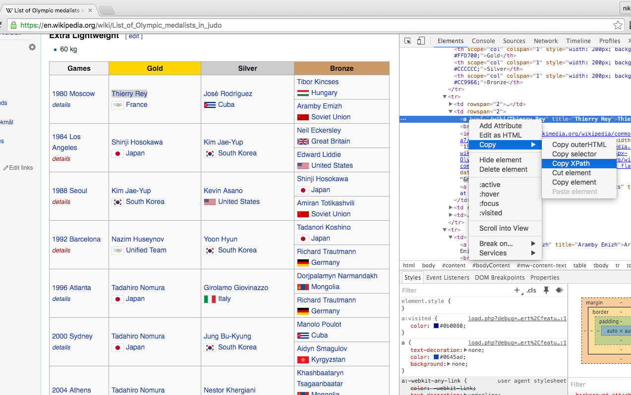 Copy XPath using Chrome Inspect Element